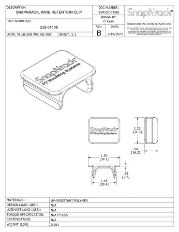 232-01106 wire retention clips