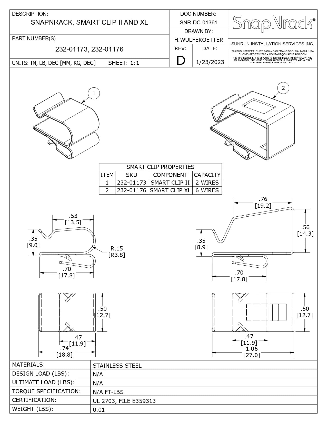 232-01176 snapnrack smart clip