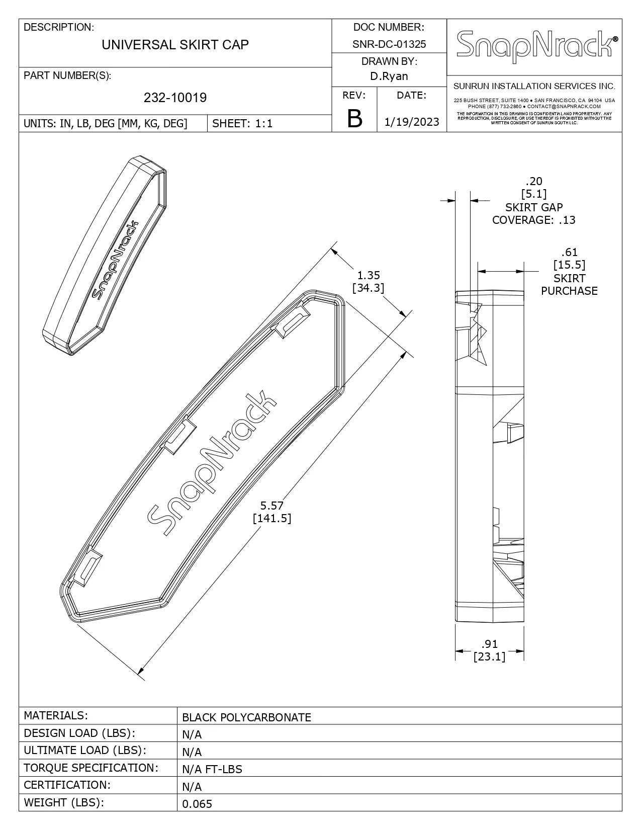 232-10019 rails skirt