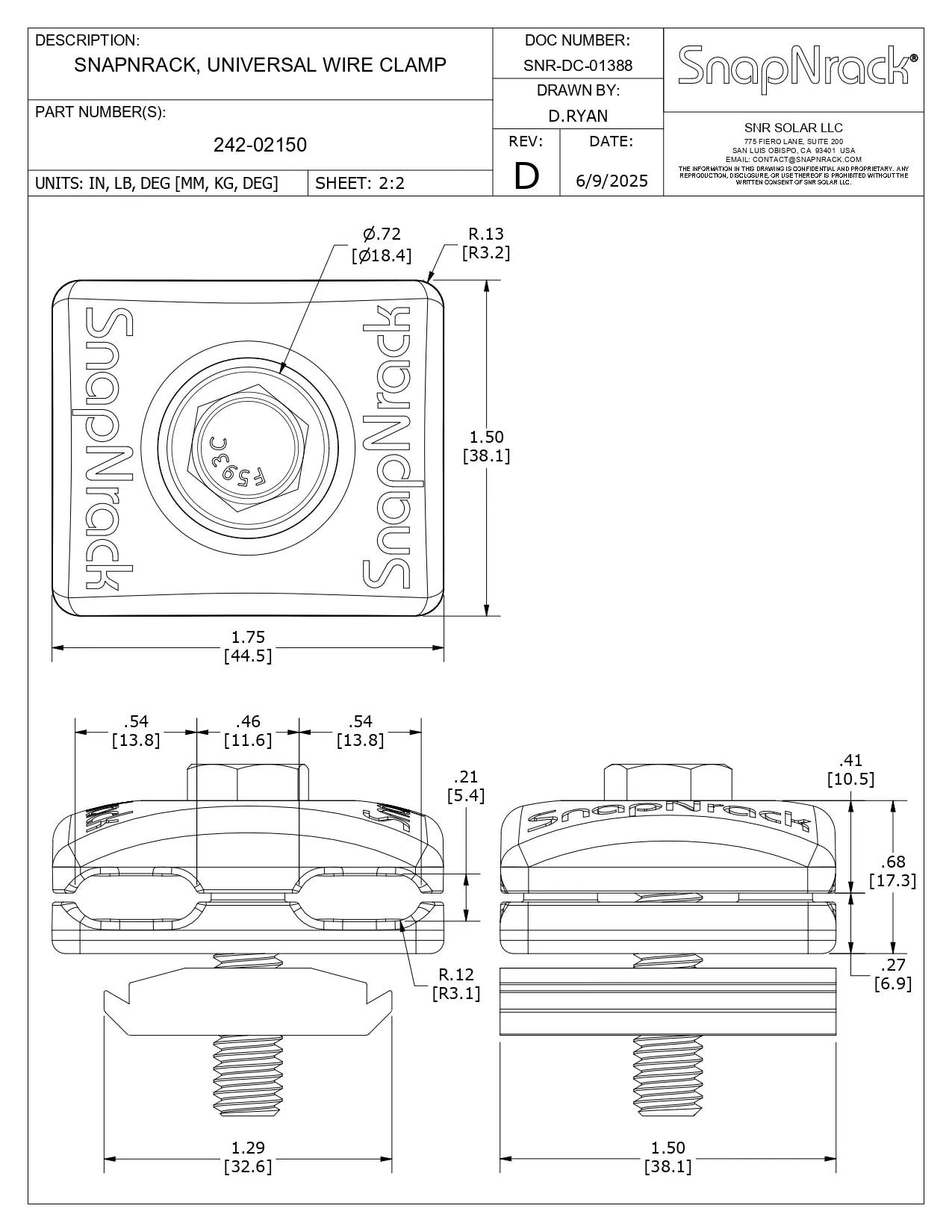 242-02150 ultra rail wire clamp r