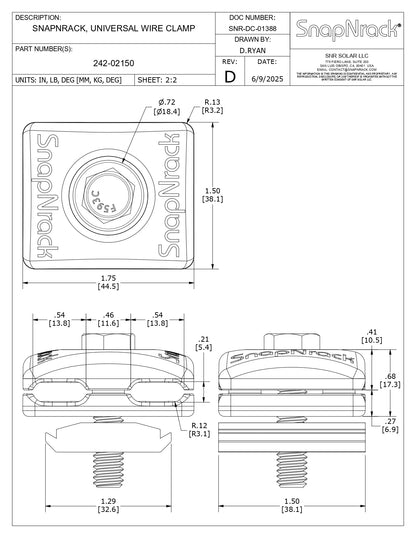 242-02150 ultra rail wire clamp r