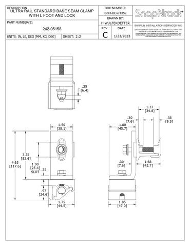 242-05158 snapnrack standard base seam clamp