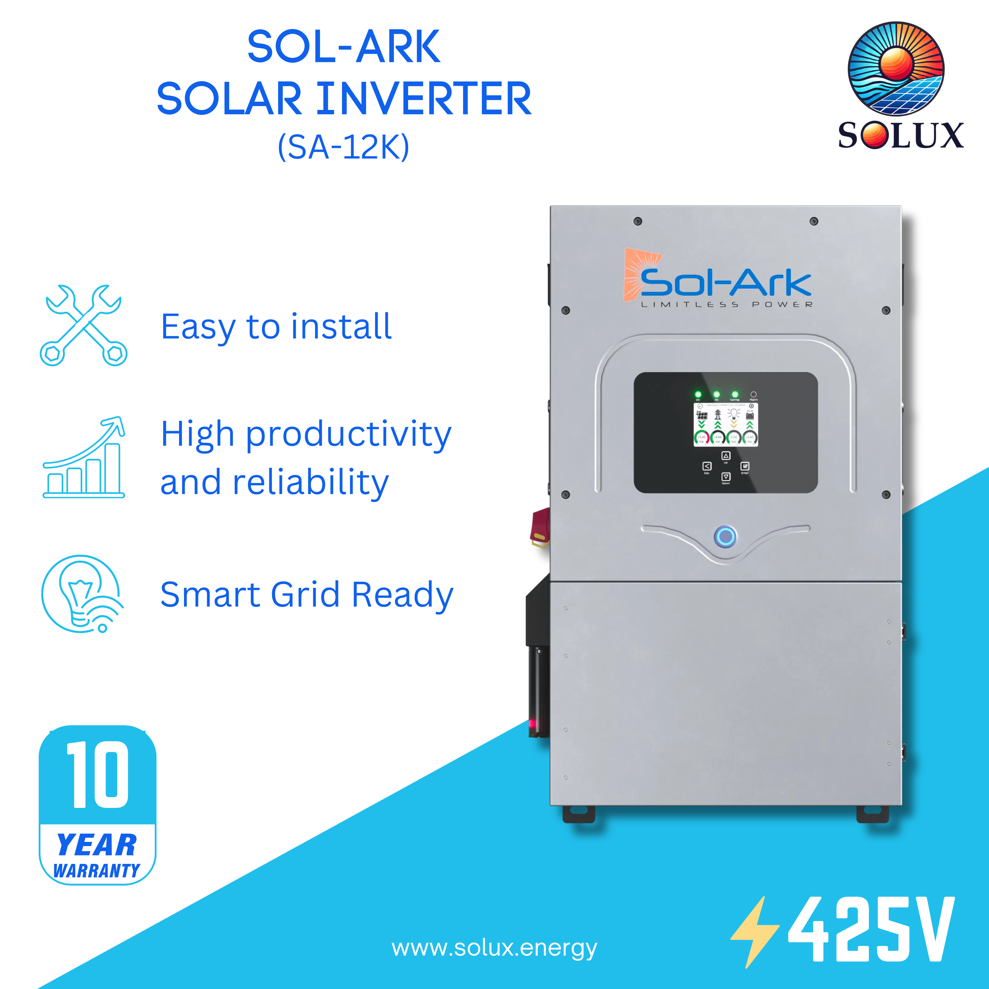 SolArk Battery Backup Inverter, 12K Hybrid Inverter – Solux, LLC