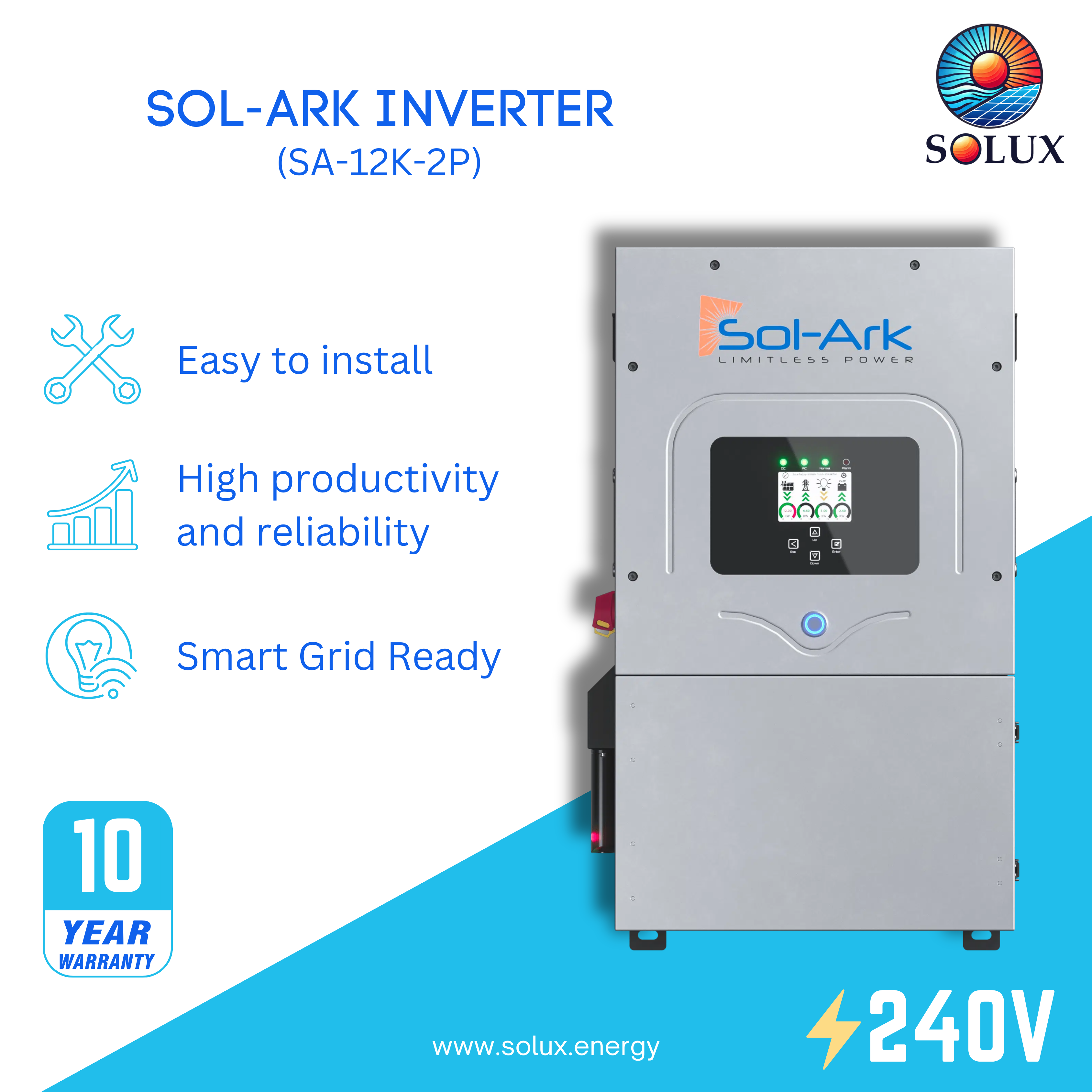 The sol-ark 12k hybrid inverter provides seamless grid-tied and off-grid functionality for reliable power in any situation.