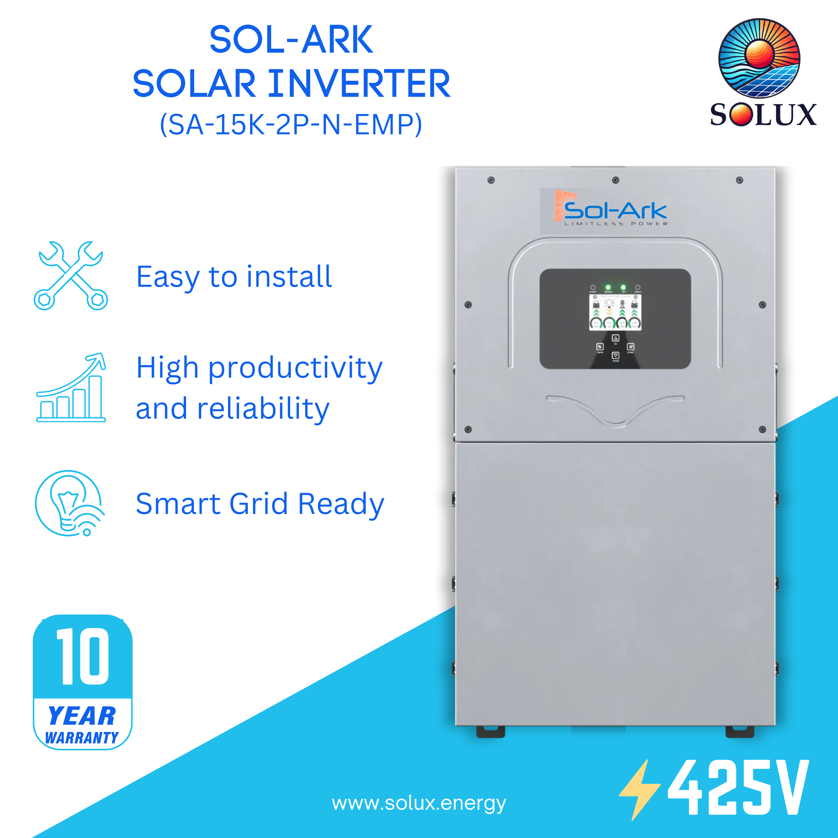 This sol-ark 15kw emp hardened inverter provides peace of mind with its ability to withstand electromagnetic disturbances and deliver reliable power.