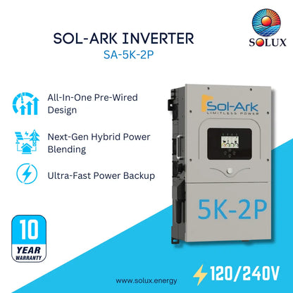 This is an image of Sol-Ark 5kW Inverter 120/240VAC, 48VDC, (SA-5K-2P)  Indoor/Outdoor NEMA-3R