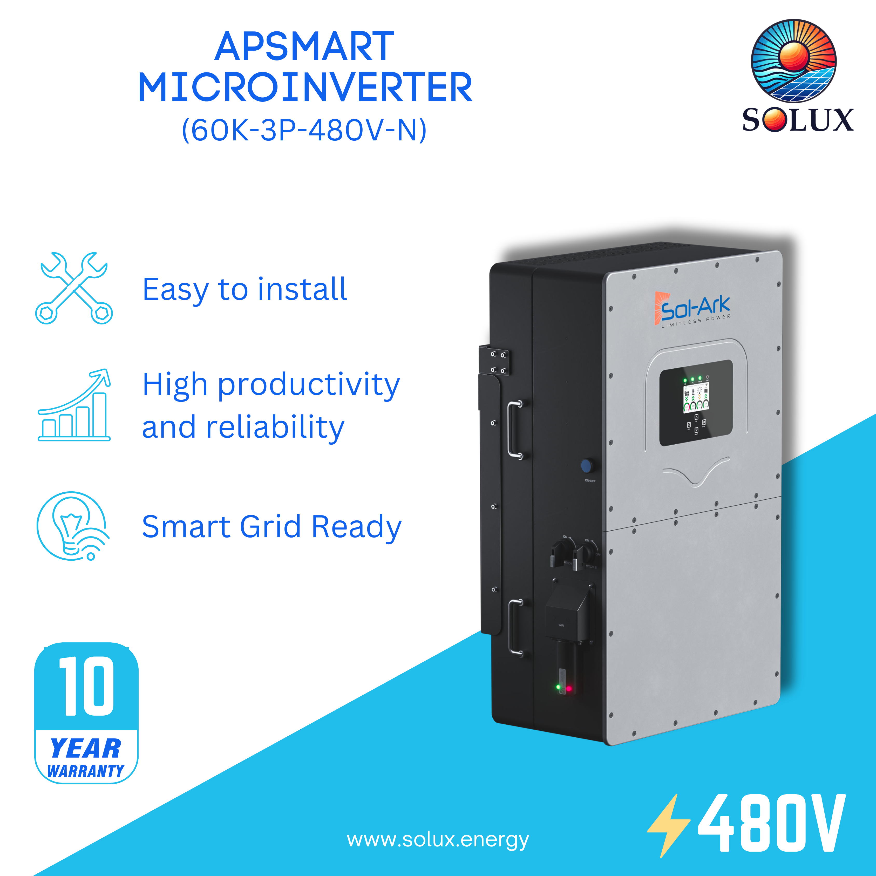 The sol-ark 60kw commercial hybrid inverter is a powerful and versatile solution for commercial and industrial solar installations.