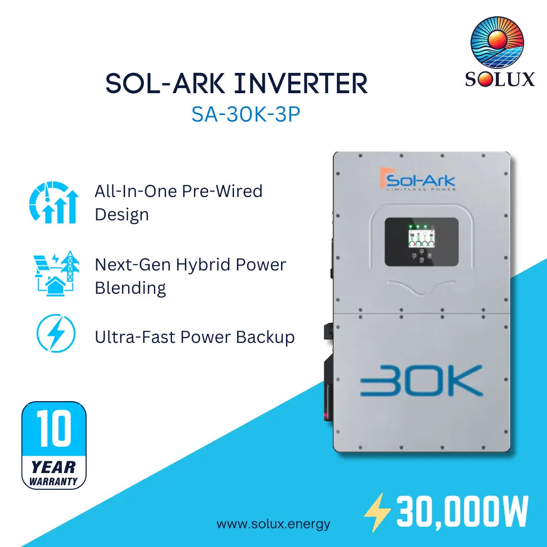 This is an image of Sol-Ark SA-30K-3P  3-Phase (208V) 30.0kW Battery-Based Hybrid Inverter