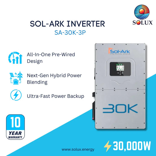 This is an image of Sol-Ark SA-30K-3P  3-Phase (208V) 30.0kW Battery-Based Hybrid Inverter