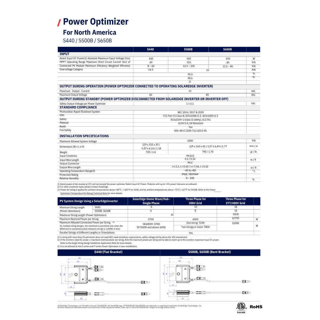 S500B dc dc optimizer