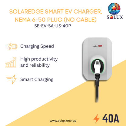 This is an image of SolarEdge Smart EV Charger, NEMA 6-50 Plug (No Cable)