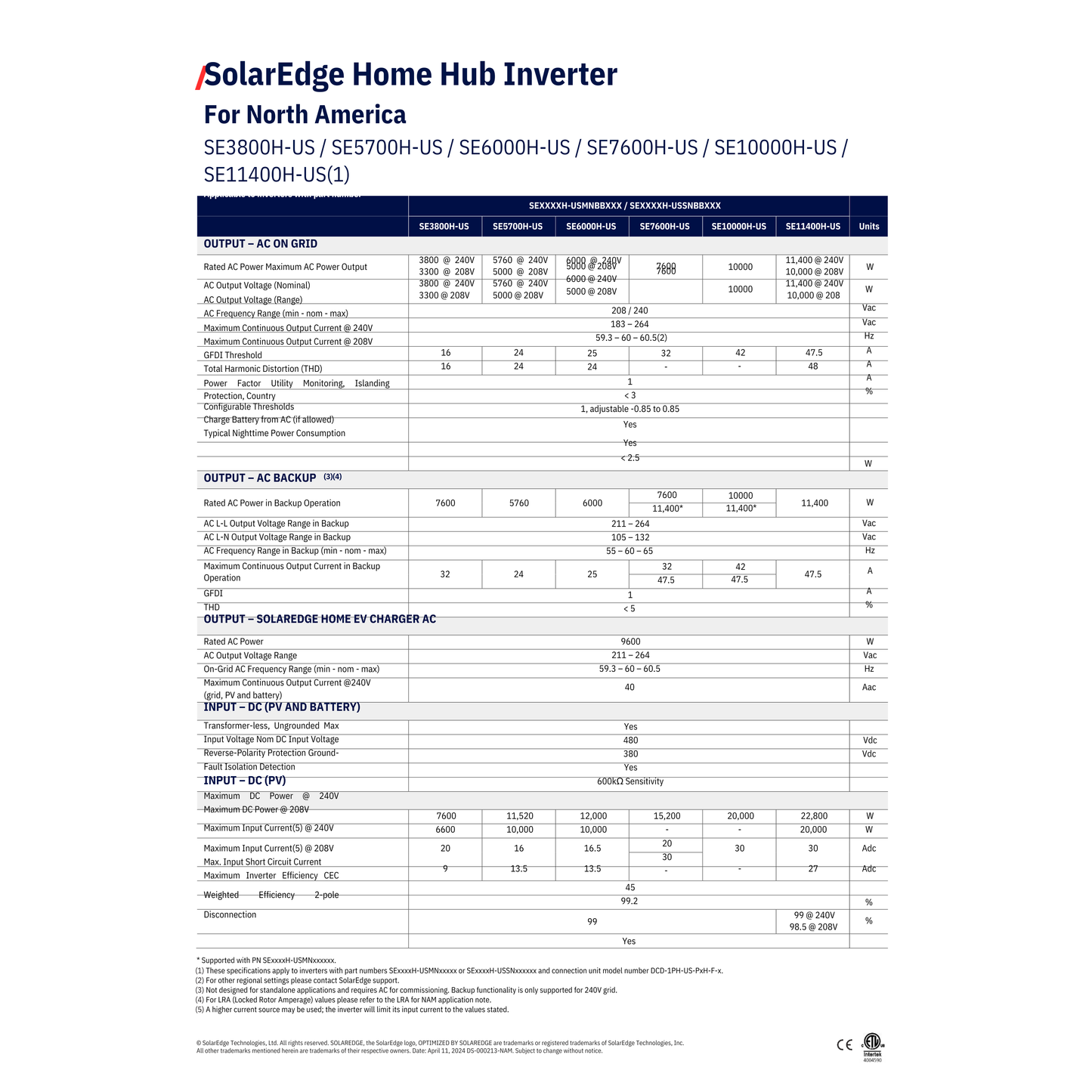 SE11400H-USSNBBL14 solaredge home hub 11.4kw