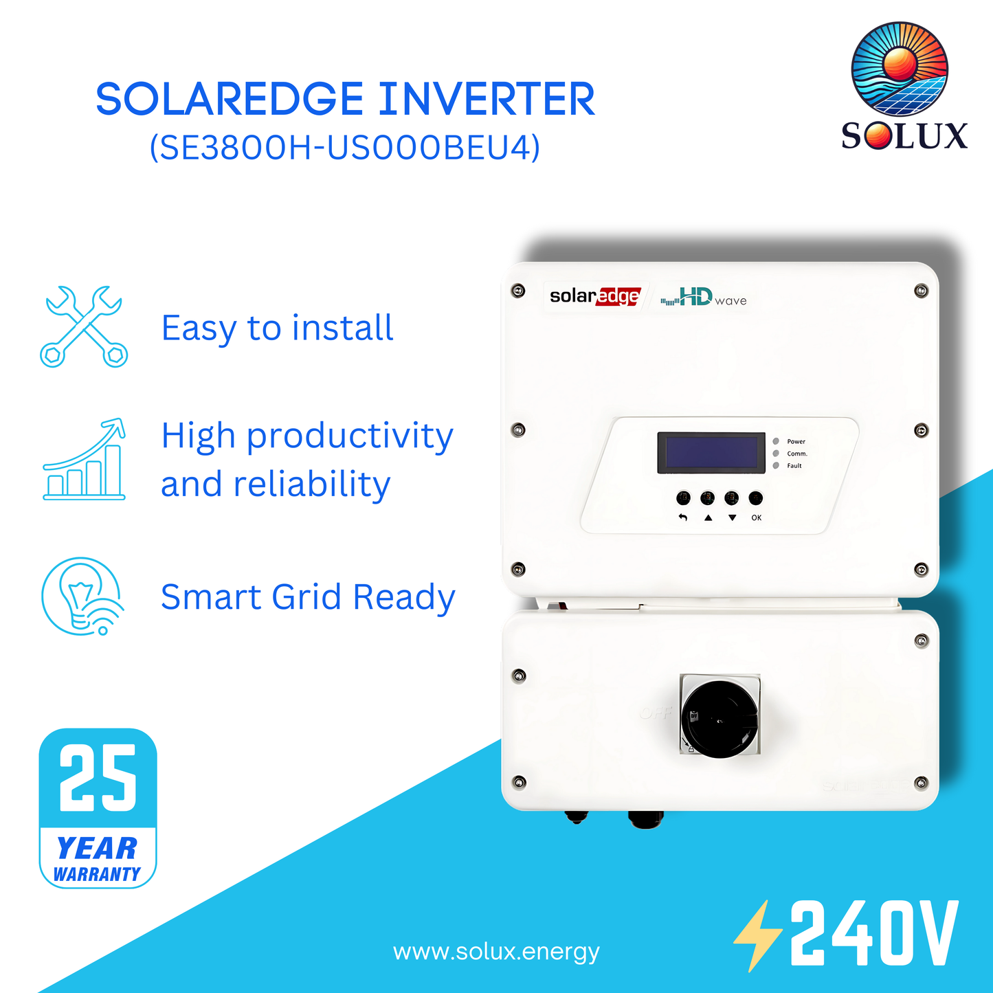 The solaredge 3800w setapp hd-wave inverter is a compact and efficient solution for residential solar power systems.