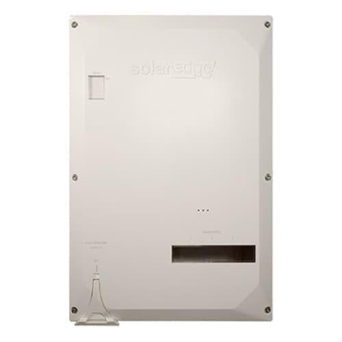 Rear view of a SolarEdge backup interface device with service side connection for home energy management on a white background