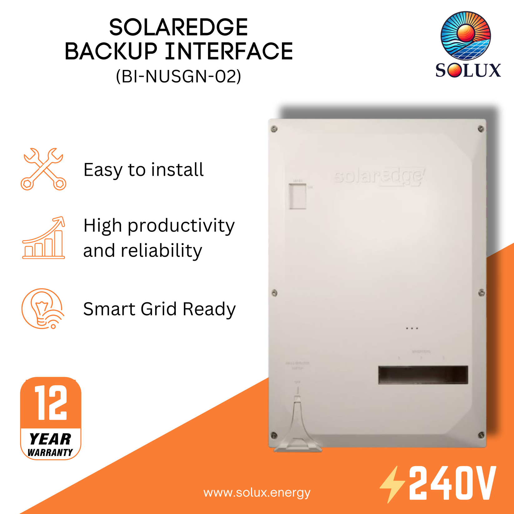 SolarEdge Backup Interface 5kw ATX Load Side Connection – Solux, LLC