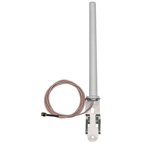 A product image of solaredge SE-ANT-ZBWIFI-KIT, a wireless antenna kit consisting of a co-linear dipole antenna with a white cable and connector.