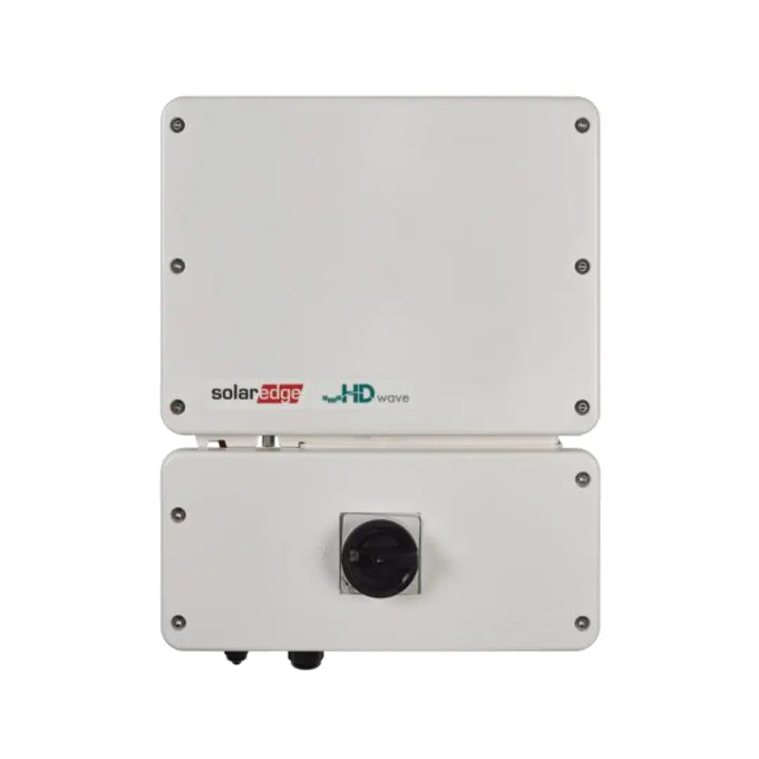 A product image of solaredge HD Wave inverter on a white background