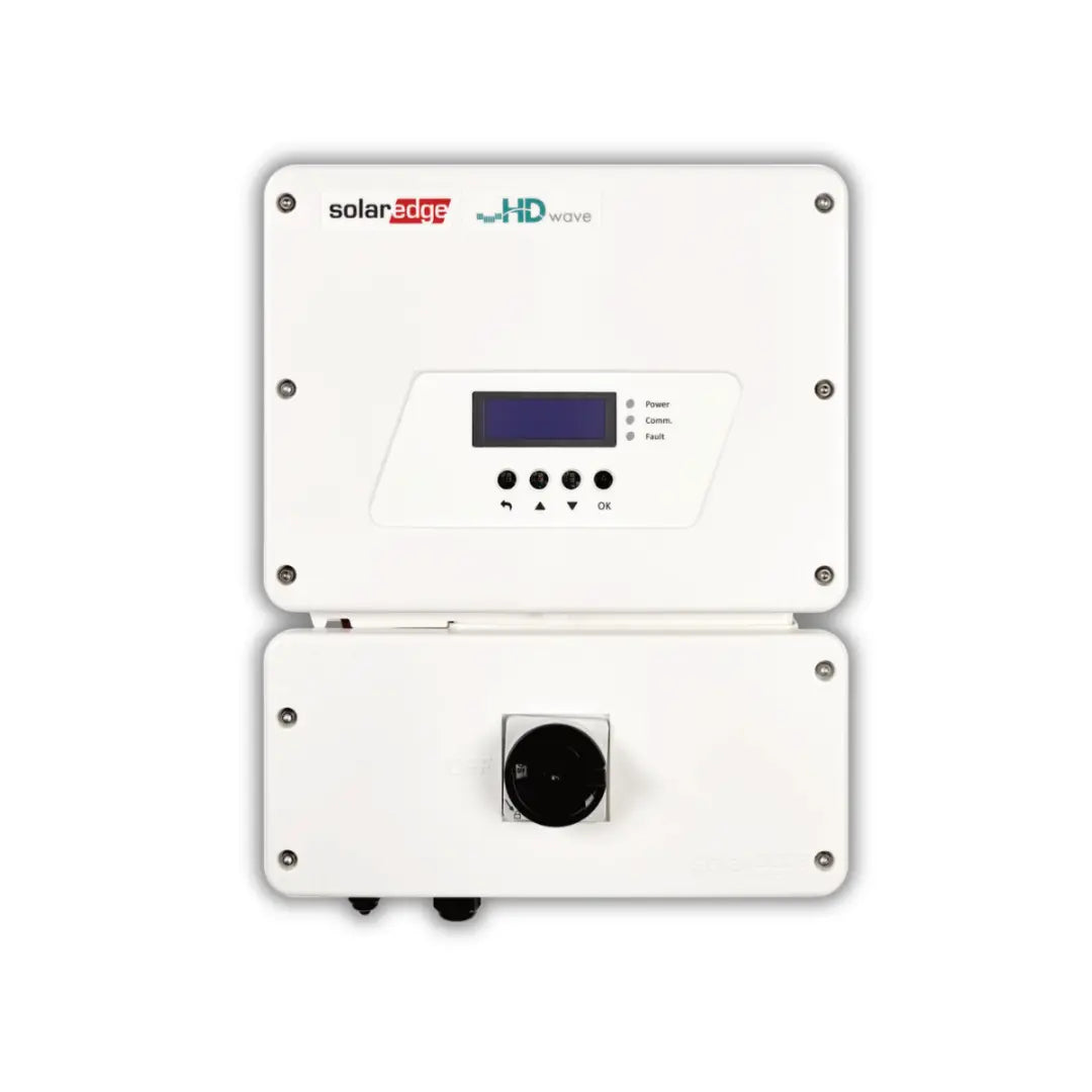 A product image of solaredge 3.8kW hd wave inverter on a white background