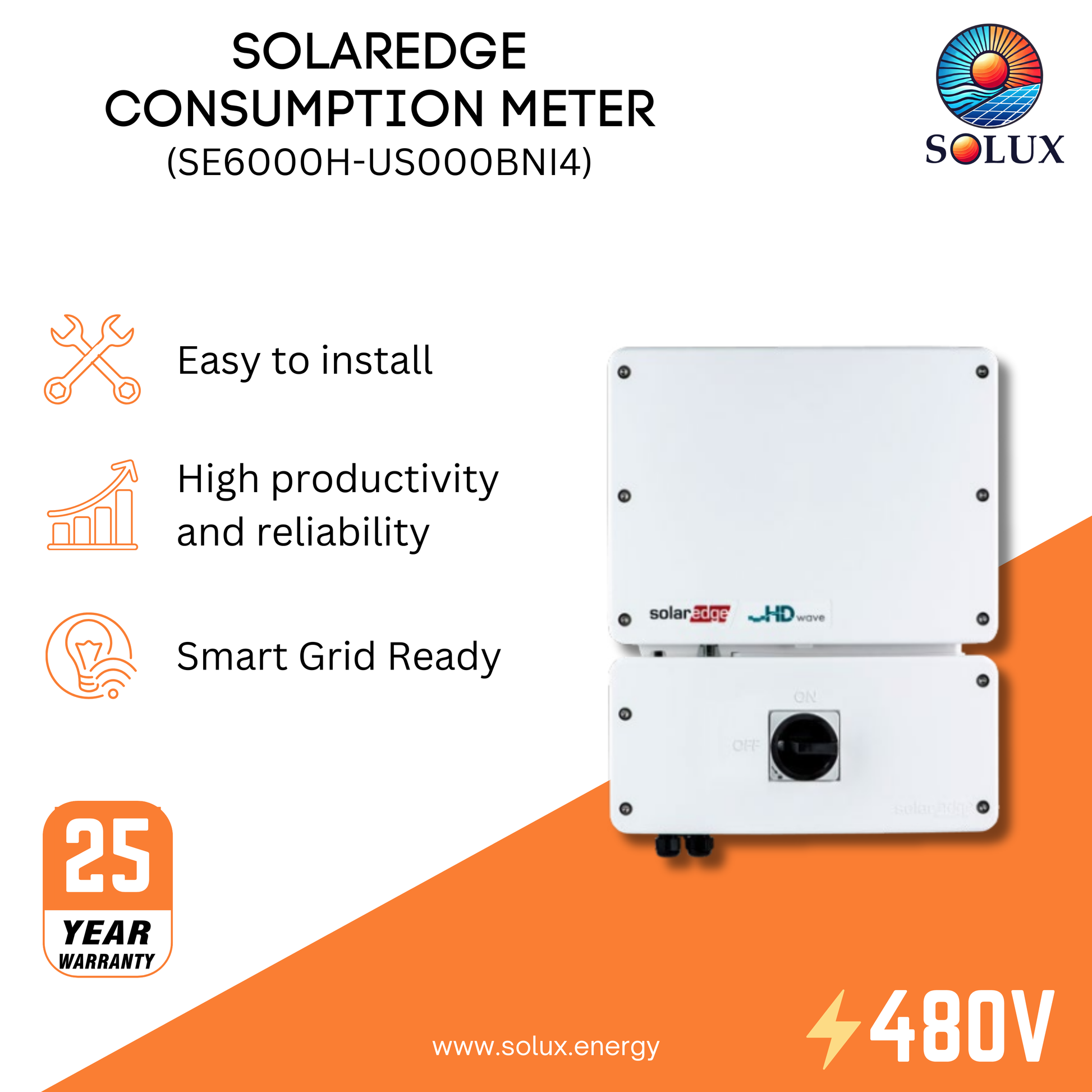 The solaredge se6000h-us rgm is a revenue-grade meter that accurately measures energy consumption and production for your SolarEdge system.