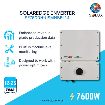 This is a graphic image of solaredge single phase SE7600H-USMNBBL14  7.6kW energy hub inverter