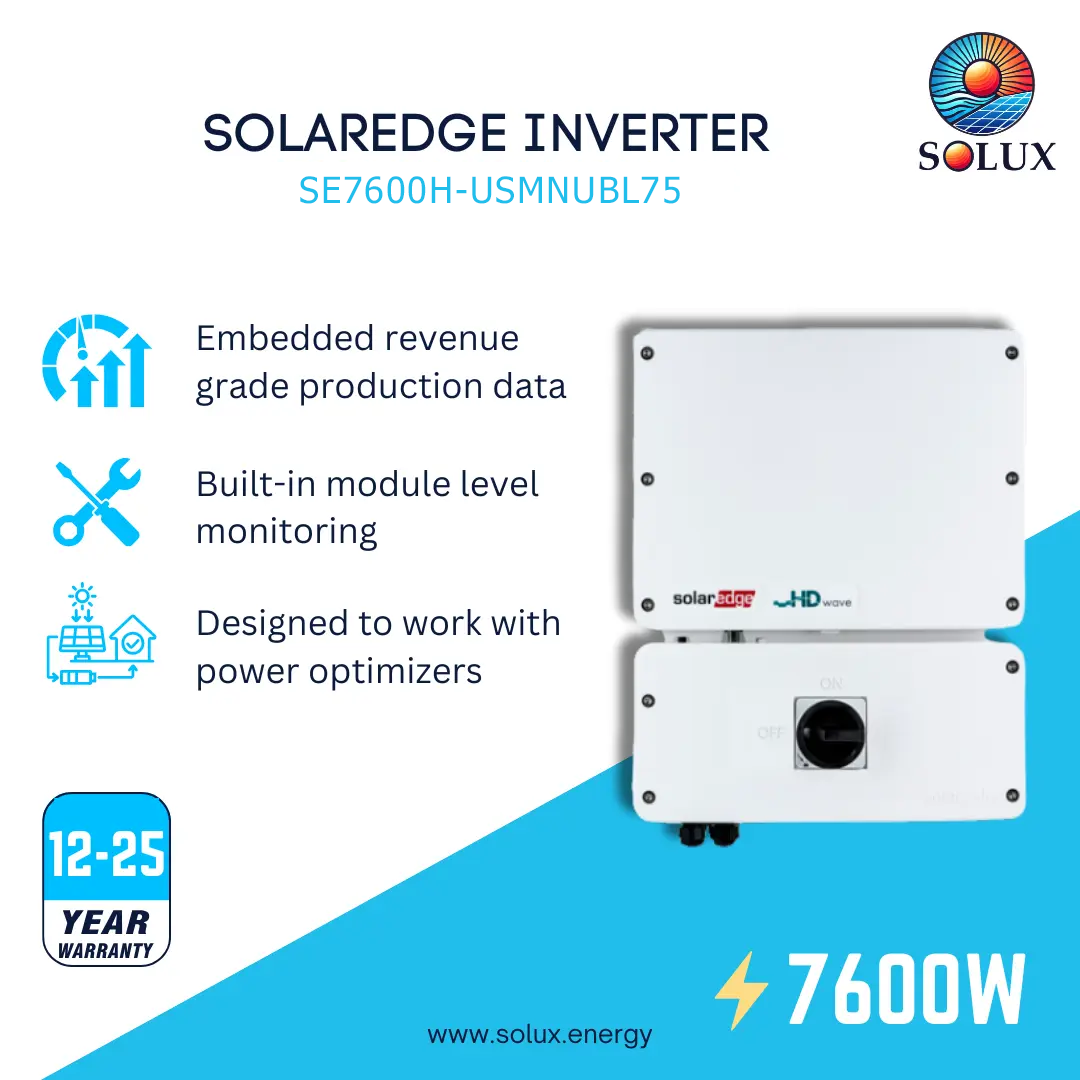 This is a graphic image of SE7600H-US 7.6kw inverter with prism technology