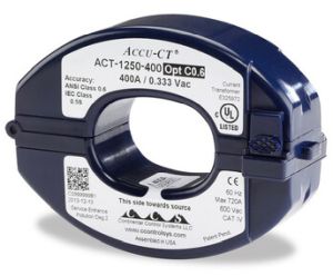SolarEdge_SEACT1250-400NA-20 a black 400A current transformer with product information and branding on the label.