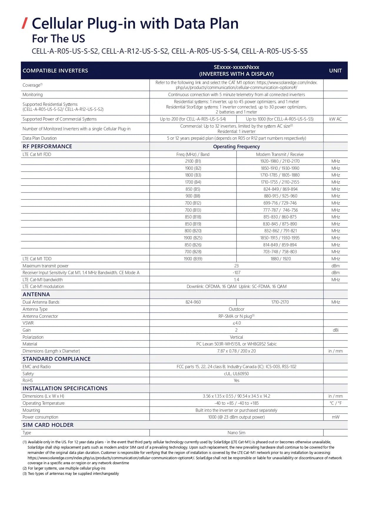 SE-CELL-A-R05-S-S2 with 5 year data plan included