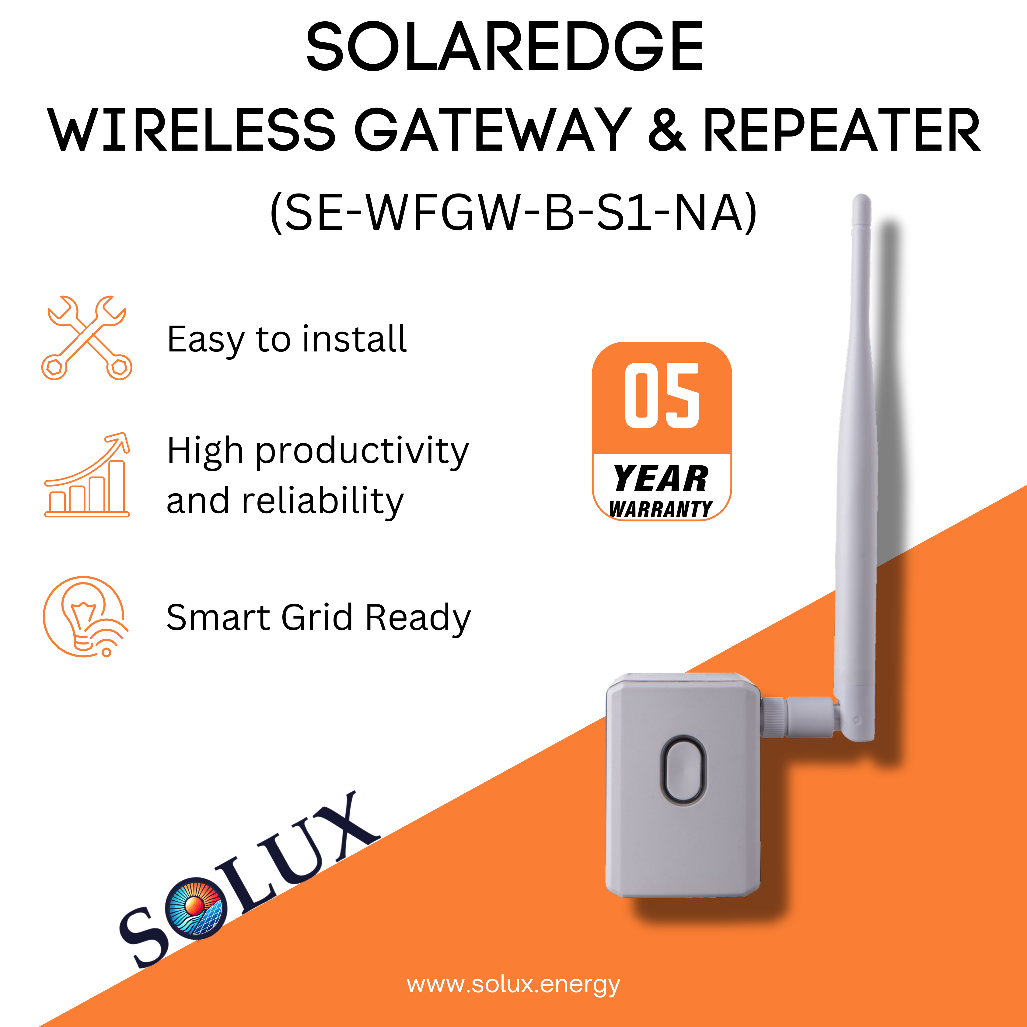 Connect your SolarEdge system to the internet wirelessly with the solaredge wireless gateway + antenna.