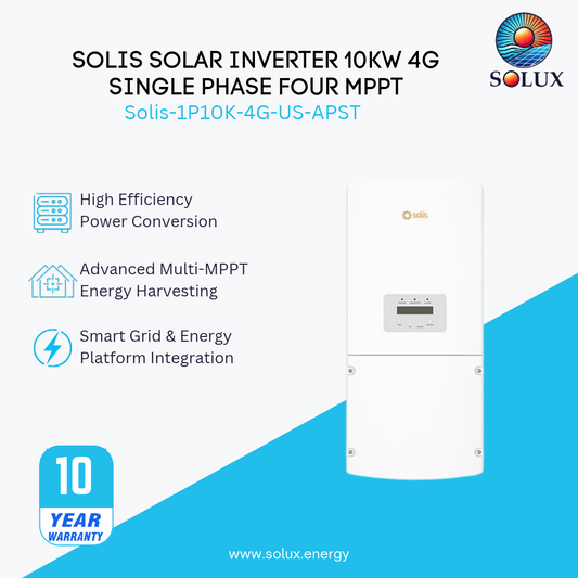 Solis Solar Inverter 10kw 4G Single phase Four MPPT. US Version with APSc transmitter with 10 years warranty (S)