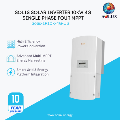 Solis Solar Inverter 10kw 4G Single phase Four MPPT. US Version with 10 years warranty (NS)