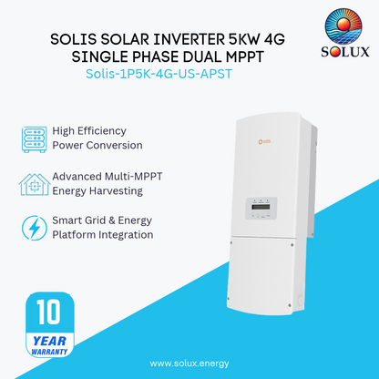 Solis Solar Inverter 5kw 4G Single phase Dual MPPT. US Version with APS transmitter with 10 years warranty (NS)