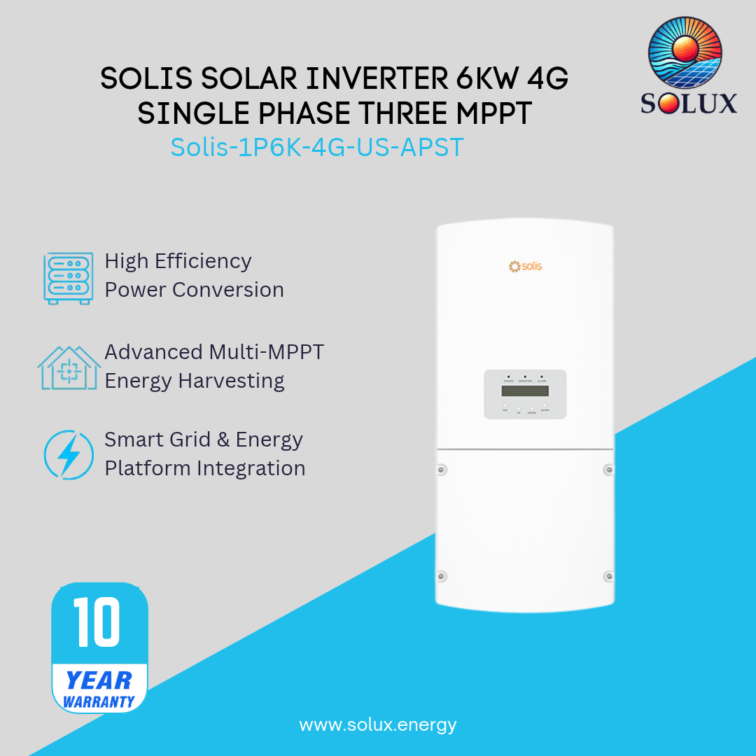Solis Solar Inverter 6kw 4G Single phase Three MPPT. US Version with APS transmitter with 10 years warranty (S)