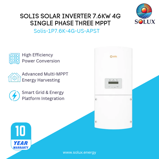 Solis Solar Inverter 7.6kw 4G Single phase Three MPPT. US Version with APS transmitter with 10 years warranty (S)