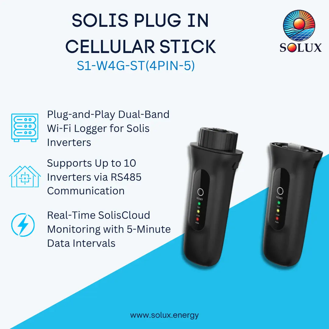 This is the promotional graphic image for the solis plug in cellular stick data logger