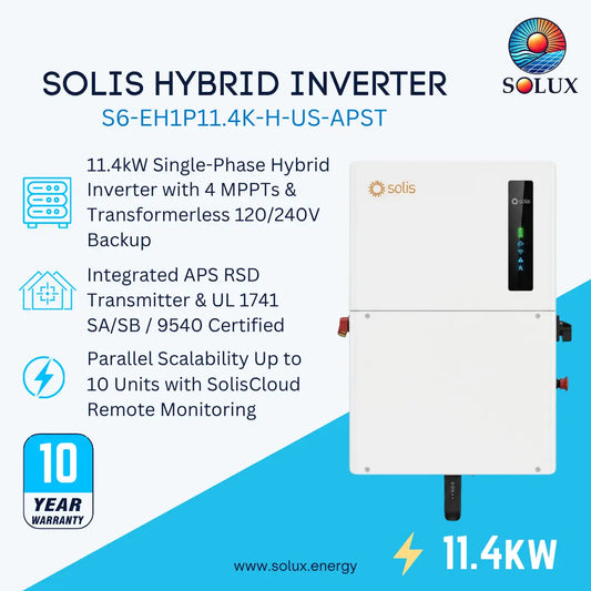 SOLIS Hybrid Inverter S6-EH1P11.4K-H-US-APST by Solux, a 11.