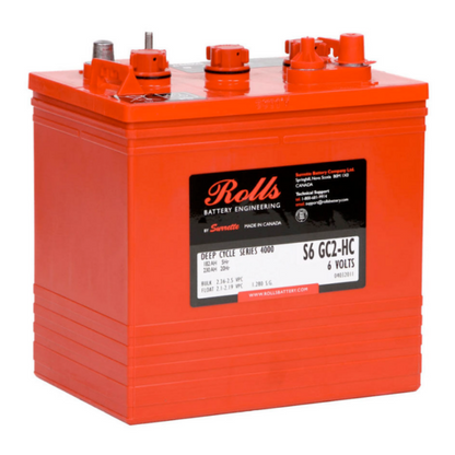 Rolls Surrette S6-GC2 6VDC 210Ah Flooded Deep Cycle Battery