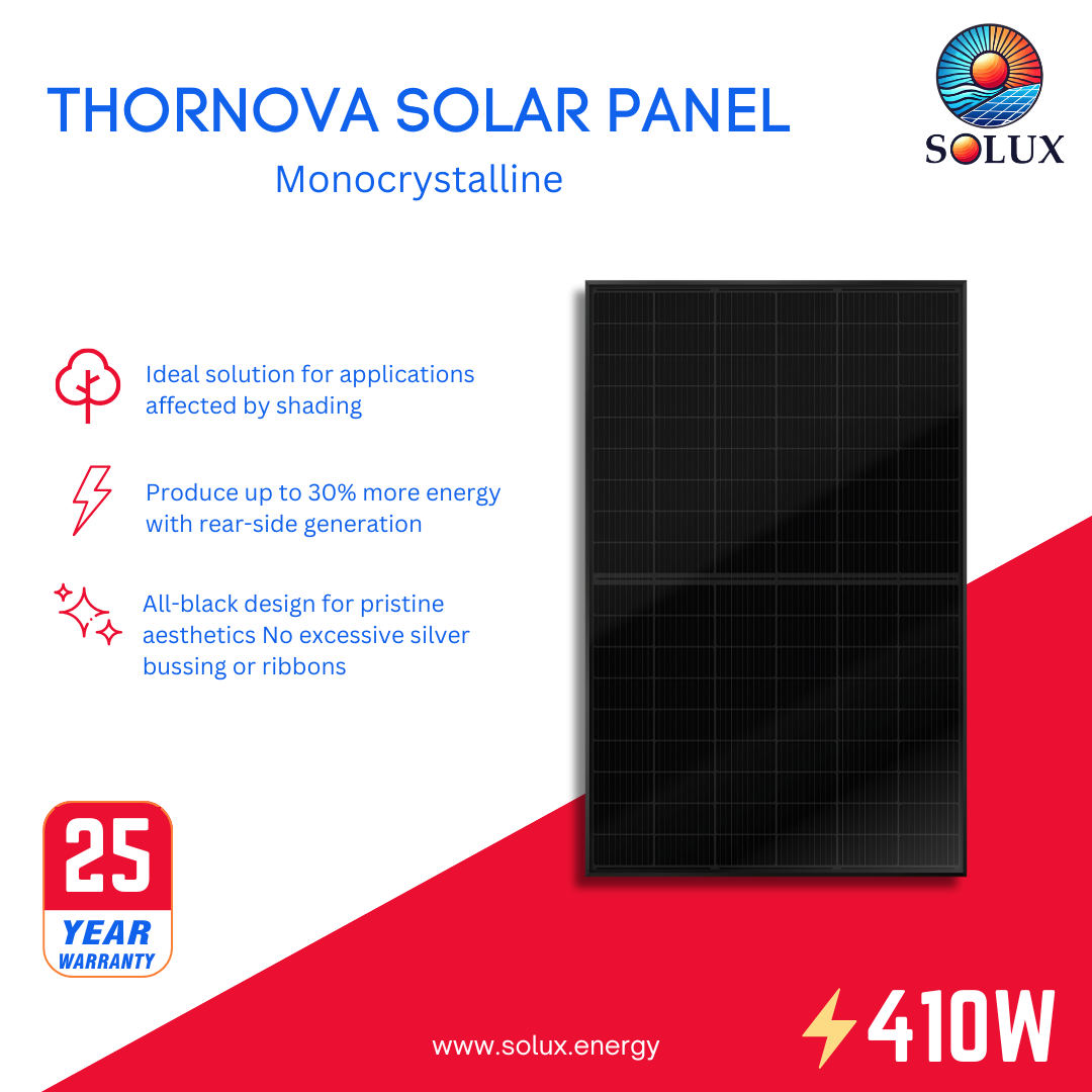 This is an image of Thornova Solar TS-BB54-410-PALLET 410Watt Black Frame Solar Panel
