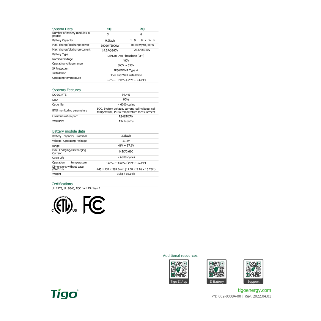 TSB-10-US 603-00000-50 10kwh battery