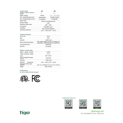 TSB-10-US 603-00000-50 10kwh battery