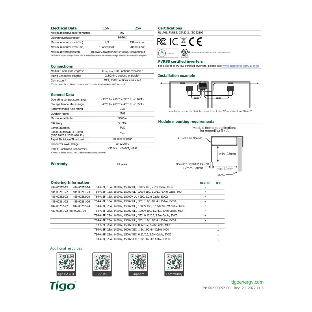 Tigo TS4-A-2F rapid shutdown tigo