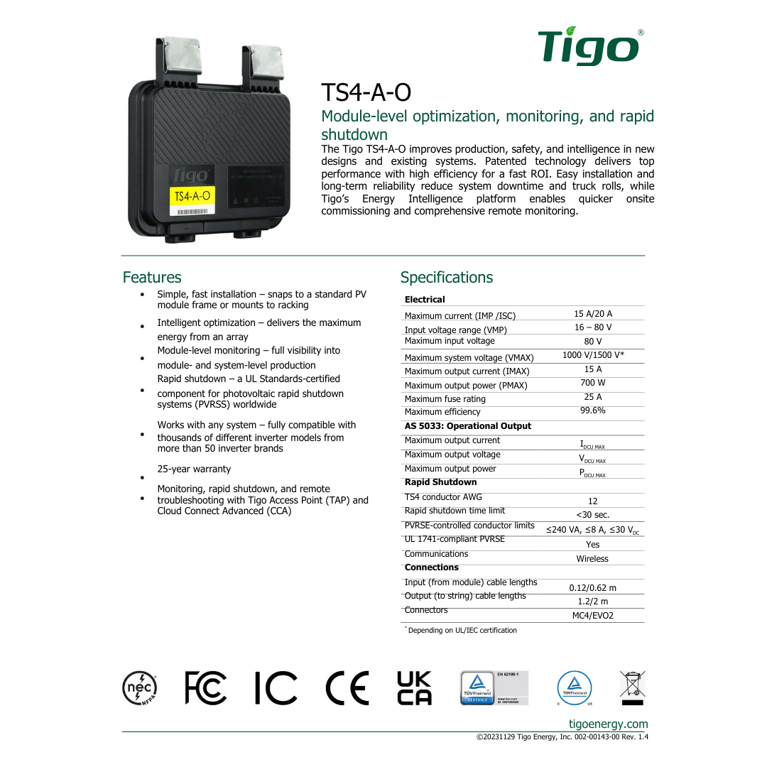 Tigo TS4-A-O solar optimizer