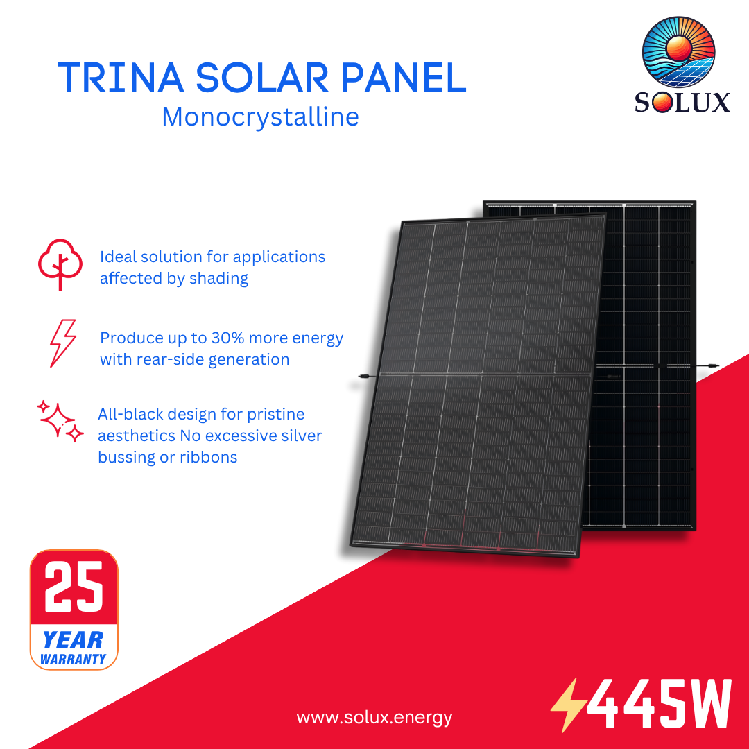 This is an image of Monocrystalline PV Module -Trina Solar 445W All Black