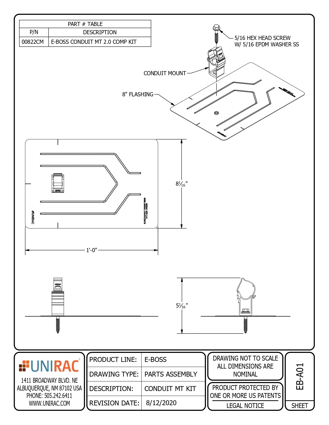 UNI-00822CM mounting conduit