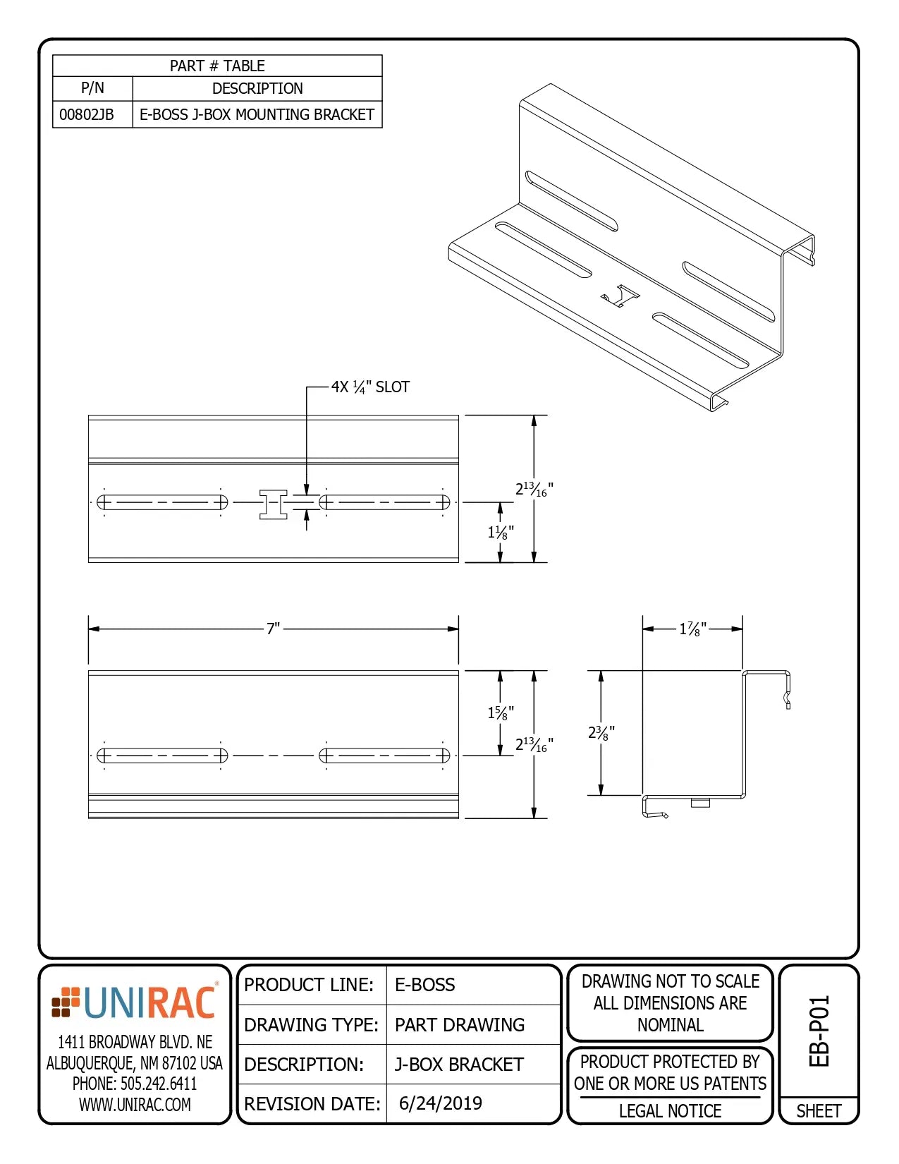 UNI-00802JB j box mounting bracket
