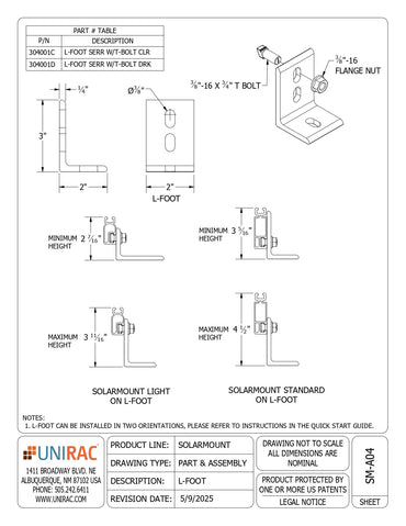 UNI-304001D solar mounting brackets