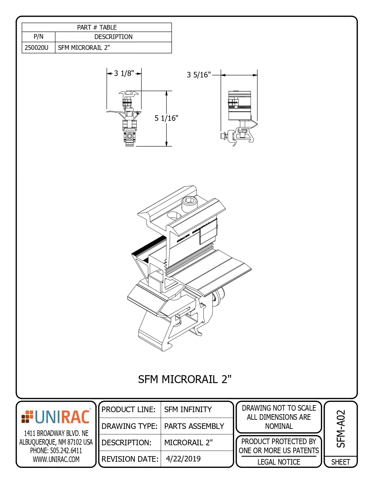 UNI-250020U rail less solar mount