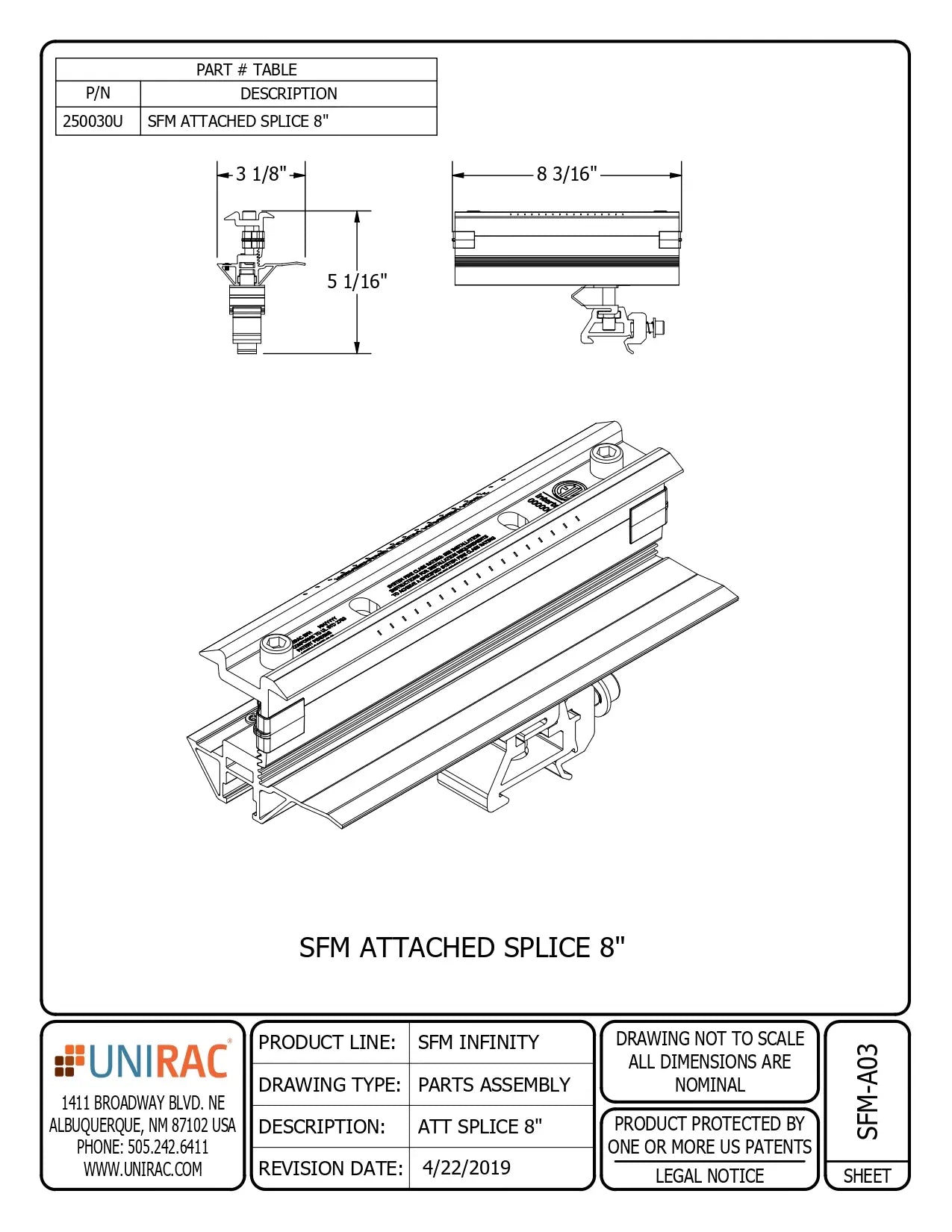 UNI-250030U aluminum splice