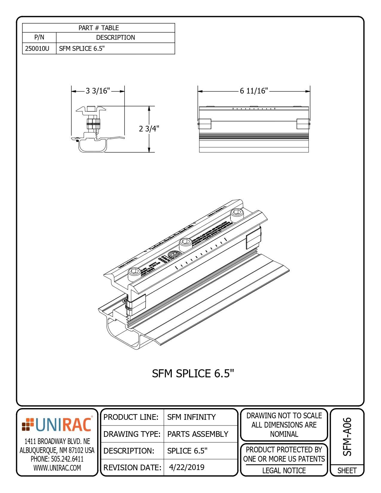 UNI-250010U solar panel mounting