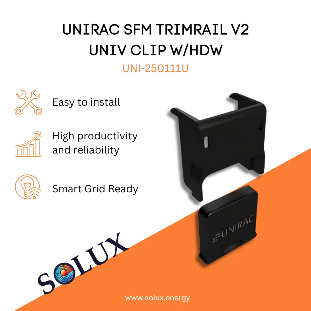 This is an image of Universal Clip TrimRail V2 W/HDW - Unirac SFM
