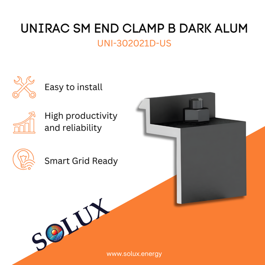 This is an image of Aluminum Clamps - Unirac SM End Clamp B DRK